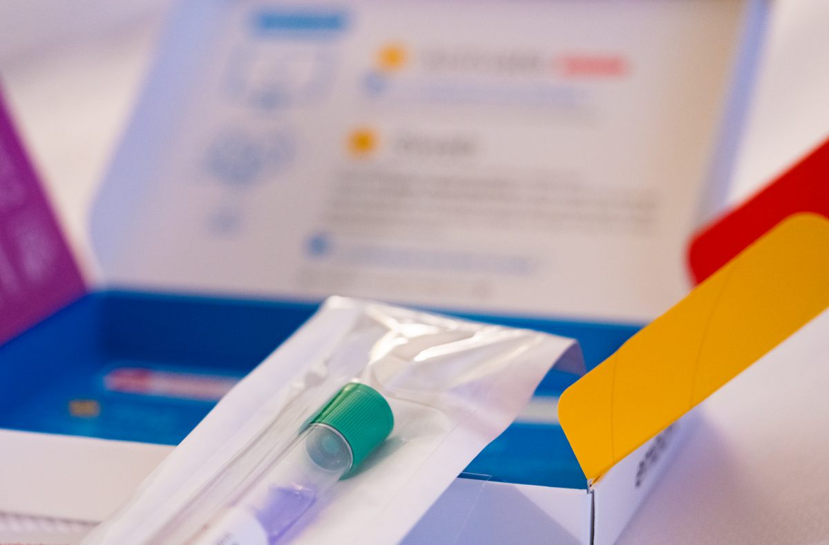 A DNA testing kit with saliva collection tube